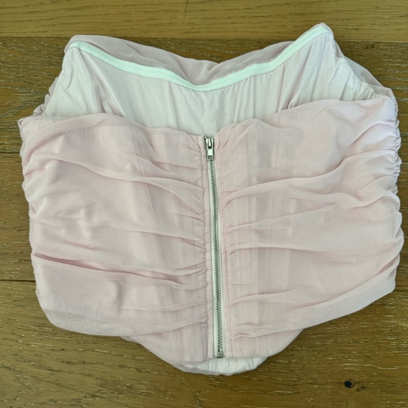 Modegal Women's Vintage Strapless Boned Mesh Bustier Zip Corset - Picture 3 of 5